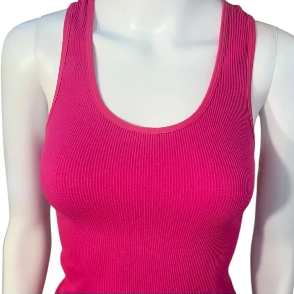 Pink Waffle Stretch Yoga Racerback Top - Picture 2 of 8